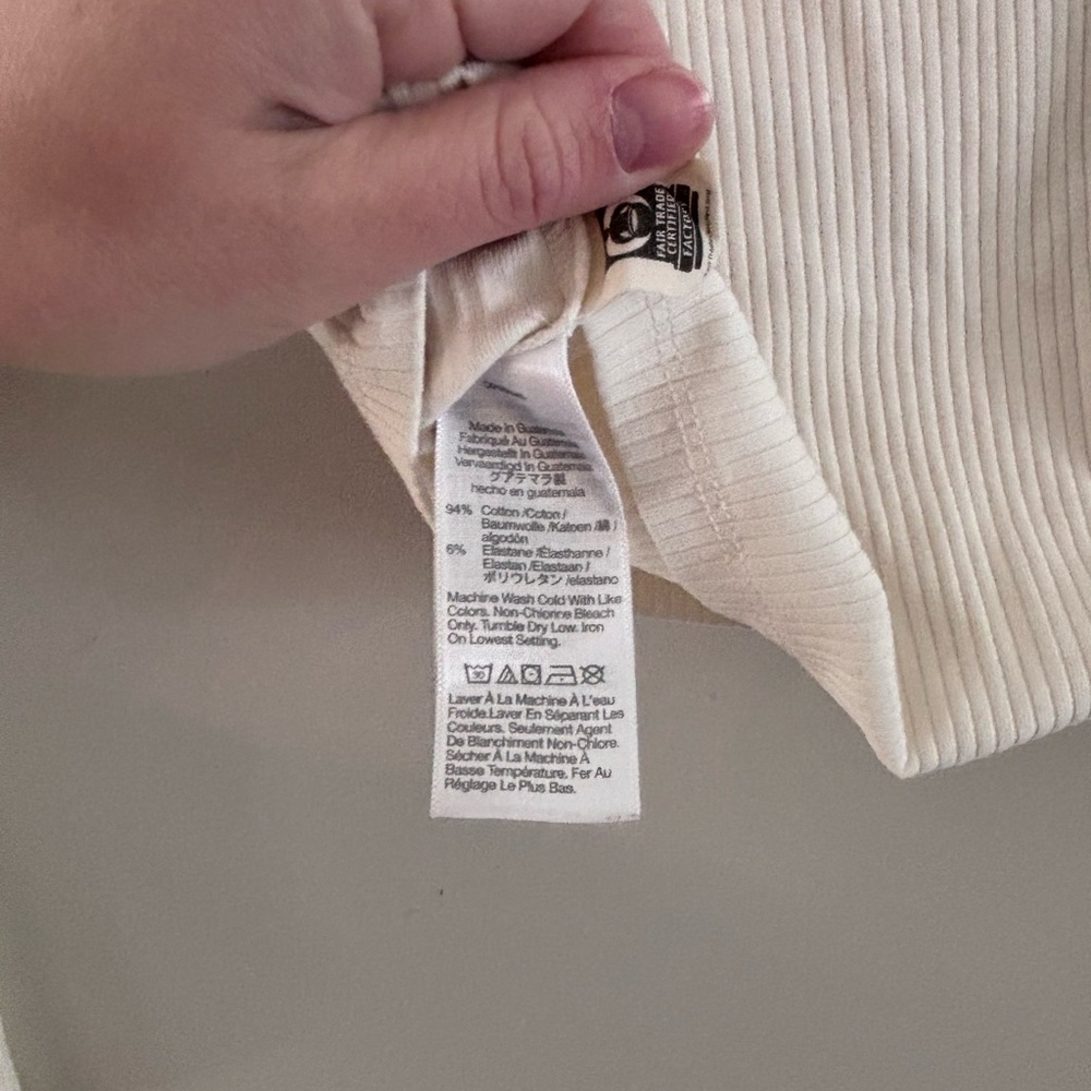 Madewell Cream Ribbed Long-Sleeve Scoop Neck Top, Size Small - Picture 4 of 4